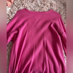 American Eagle Outfitters Fuchsia Waffle Knit Oversized Top